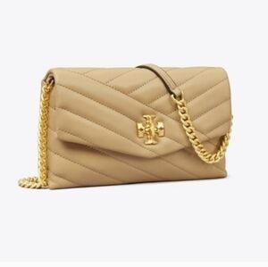 Kira Chevron Quilted Wallet On Chain Crossbody Bag - Taupe